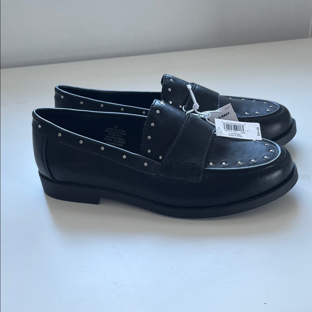 Old Navy Black Studded Women's Penny Loafers - Picture 3 of 4